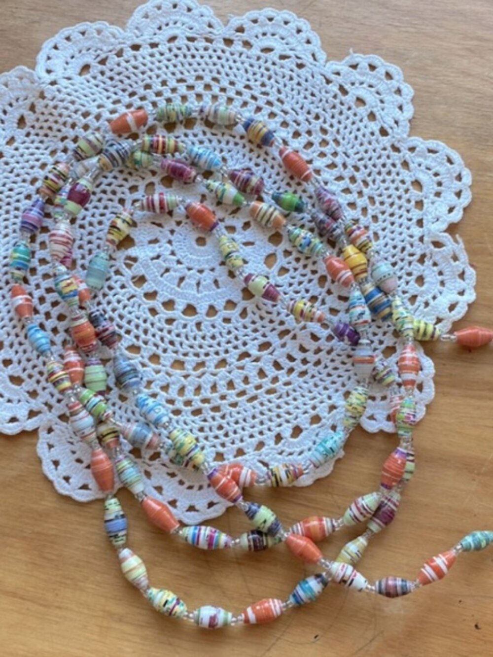 Handmade Multicolored Paper Bead Layered Necklace
